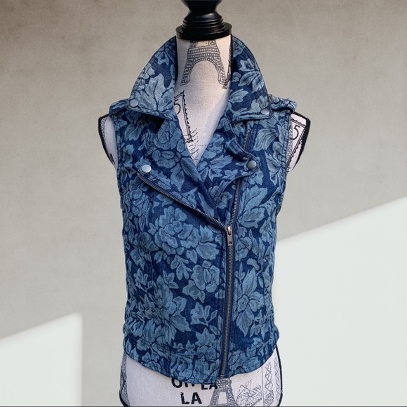 🍋 Forever 21 floral denim vest S-M - Picture 2 of 6